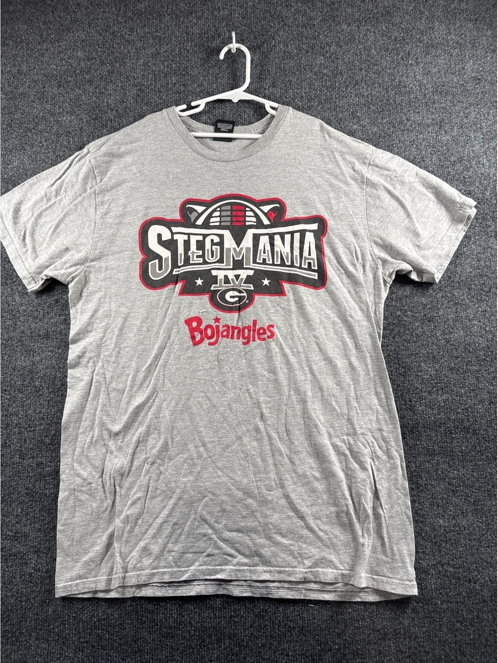 Hanes Mens Large Gray Steg Mania IV Bojangles Graphic T Shirt Football Tee